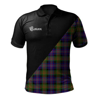 Scottish Cameron of Erracht Modern Clan Crest Tartan Polo Shirt - Military Logo Front Side Tartan Plaid