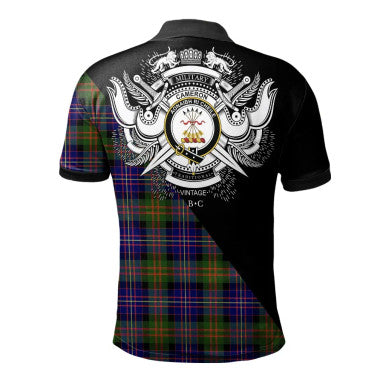 Scottish Cameron of Erracht Modern Clan Crest Tartan Polo Shirt - Military Logo Back Side Tartan Plaid