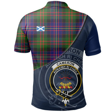 Scottish Cameron of Erracht Modern Clan Crest Tartan Polo Shirt - Bend Style Back Side Tartan Plaid