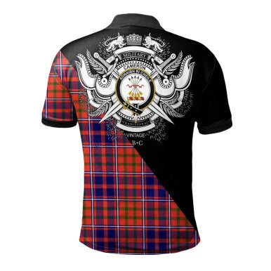 Scottish Cameron of Lochiel Modern Clan Crest Tartan Polo Shirt - Military Logo Back Side Tartan Plaid