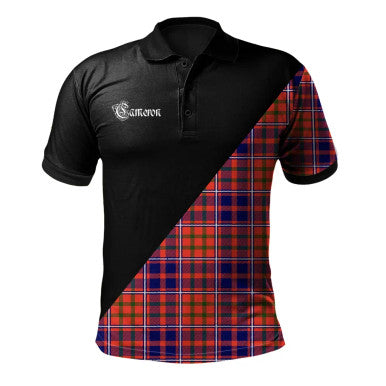 Scottish Cameron of Lochiel Modern Clan Crest Tartan Polo Shirt - Military Logo Front Side Tartan Plaid