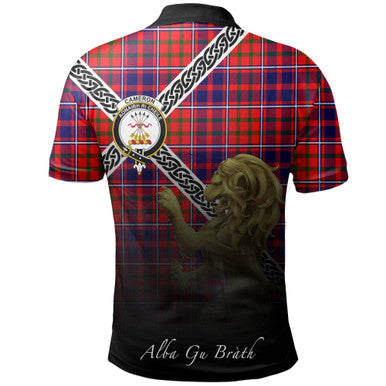 Scottish Cameron of Lochiel Modern Clan Crest Tartan Polo Shirt - Celtic with Scotland Lion Back Side Tartan Plaid