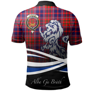 Scottish Cameron of Lochiel Modern Clan Crest Tartan Polo Shirt - Scotland Lion Back Side Tartan Plaid