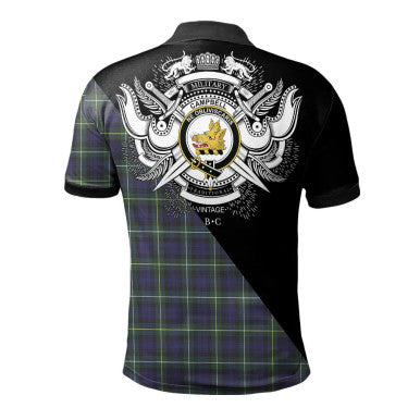Scottish Campbell Argyll Modern Clan Crest Tartan Polo Shirt - Military Logo Back Side Tartan Plaid