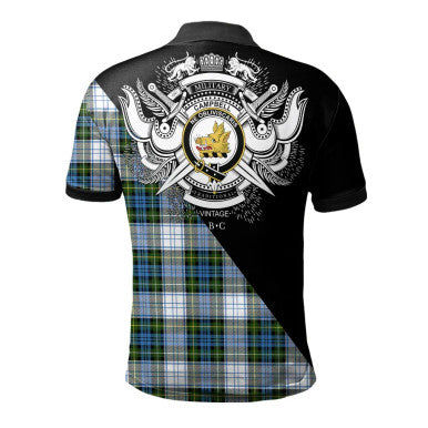 Scottish Campbell Dress Clan Crest Tartan Polo Shirt - Military Logo Back Side Tartan Plaid