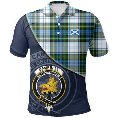 Scottish Campbell Dress Clan Crest Tartan Polo Shirt - Bend Style Back Side Tartan Plaid