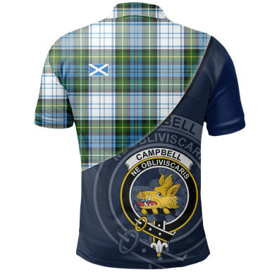 Scottish Campbell Dress Clan Crest Tartan Polo Shirt - Bend Style Front Side Tartan Plaid