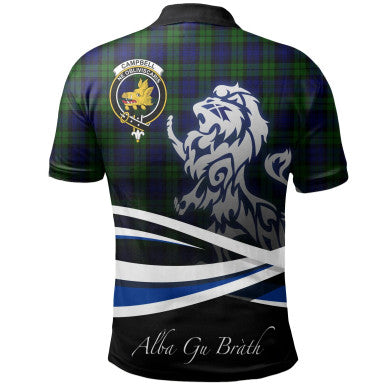 Scottish Campbell Modern Clan Crest Tartan Polo Shirt - Scotland Lion Back Side Tartan Plaid