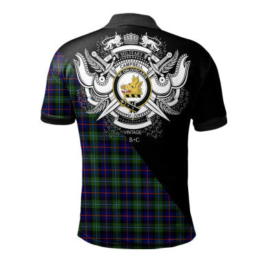 Scottish Campbell of Cawdor Modern Clan Crest Tartan Polo Shirt - Military Logo Back Side Tartan Plaid