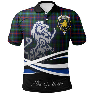 Scottish Campbell of Cawdor Modern Clan Crest Tartan Polo Shirt - Scotland Lion Front Side Tartan Plaid