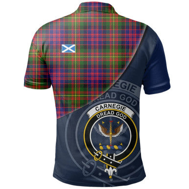 Scottish Carnegie Modern Clan Crest Tartan Polo Shirt - Bend Style Back Side Tartan Plaid