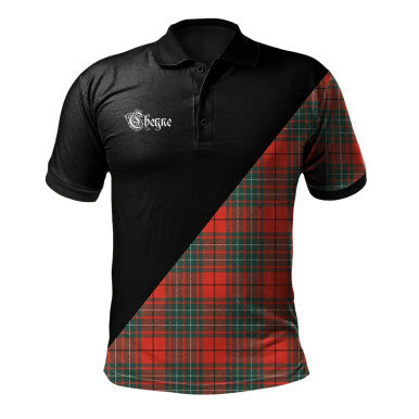 Scottish Cheyne Clan Crest Tartan Polo Shirt - Military Logo Front Side Tartan Plaid