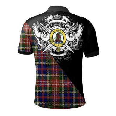 Scottish Christie Clan Crest Tartan Polo Shirt - Military Logo Back Side Tartan Plaid