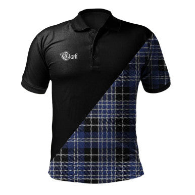 Scottish Clark Clan Crest Tartan Polo Shirt - Military Logo Front Side Tartan Plaid