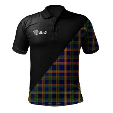 Scottish Clelland Modern Clan Crest Tartan Polo Shirt - Military Logo Front Side Tartan Plaid