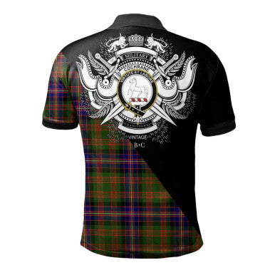 Scottish Cochrane Modern Clan Crest Tartan Polo Shirt - Military Logo Back Side Tartan Plaid