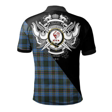 Scottish Cockburn Modern Clan Crest Tartan Polo Shirt - Military Logo Back Side Tartan Plaid