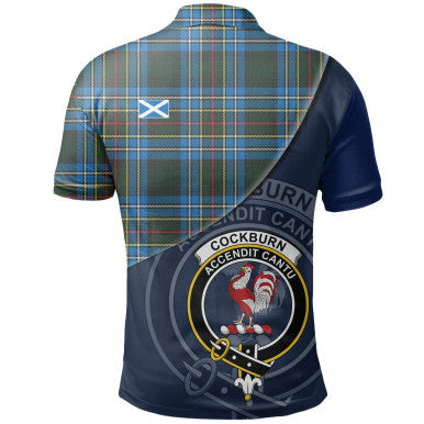 Scottish Cockburn Modern Clan Crest Tartan Polo Shirt - Bend Style Back Side Tartan Plaid