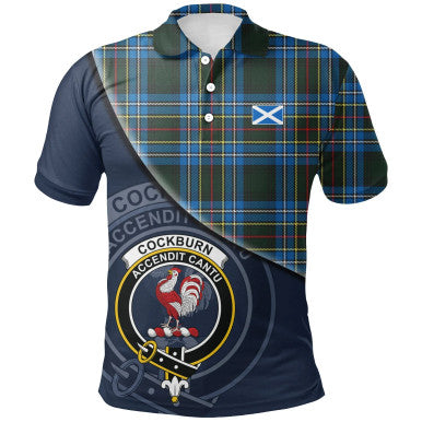 Scottish Cockburn Modern Clan Crest Tartan Polo Shirt - Bend Style Front Side Tartan Plaid