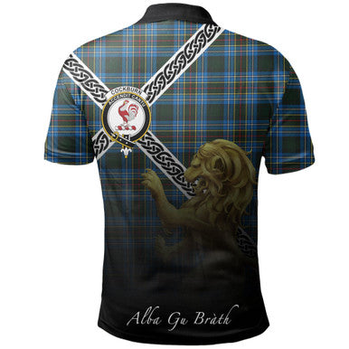 Scottish Cockburn Modern Clan Crest Tartan Polo Shirt - Celtic with Scotland Lion Back Side Tartan Plaid