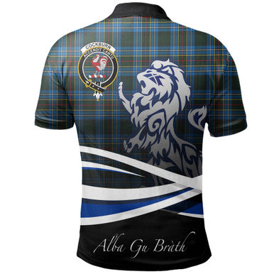 Scottish Cockburn Modern Clan Crest Tartan Polo Shirt - Scotland Lion Back Side Tartan Plaid