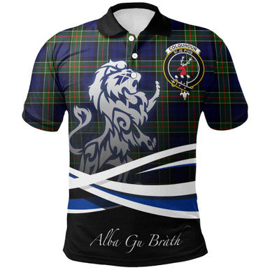 Scottish Colquhoun Modern Clan Crest Tartan Polo Shirt - Scotland Lion Front Side Tartan Plaid