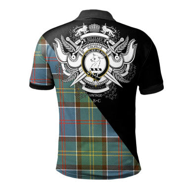 Scottish Colville Clan Crest Tartan Polo Shirt - Military Logo Back Side Tartan Plaid
