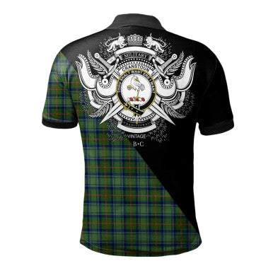 Scottish Cranstoun Clan Crest Tartan Polo Shirt - Military Logo Back Side Tartan Plaid