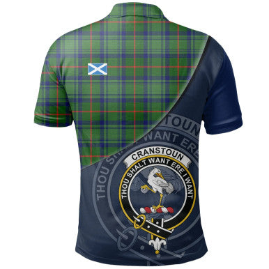 Scottish Cranstoun Clan Crest Tartan Polo Shirt - Bend Style Back Side Tartan Plaid