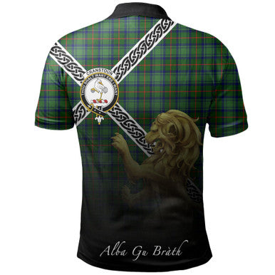 Scottish Cranstoun Clan Crest Tartan Polo Shirt - Celtic with Scotland Lion Back Side Tartan Plaid