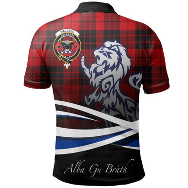 Scottish MacLeod of Raasay Clan Crest Tartan Polo Shirt - Scotland Lion Back Side Tartan Plaid