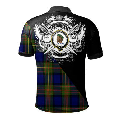 Scottish Cumming Hunting Modern Clan Crest Tartan Polo Shirt - Military Logo Back Side Tartan Plaid