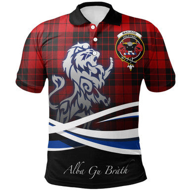 Scottish MacLeod of Raasay Clan Crest Tartan Polo Shirt - Scotland Lion Front Side Tartan Plaid