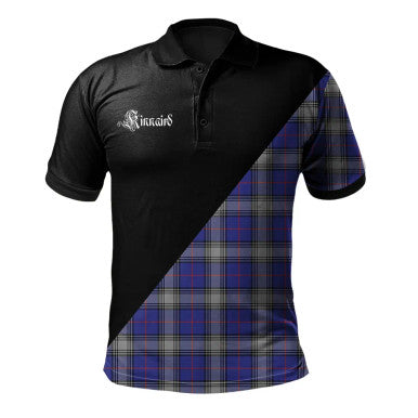 Scottish Crichton Clan Crest Tartan Polo Shirt - Military Logo Front Side Tartan Plaid