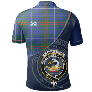 Scottish Edmonstone Clan Crest Tartan Polo Shirt - Bend Style Back Side Tartan Plaid