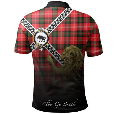 Scottish Nesbitt Modern Clan Crest Tartan Polo Shirt - Celtic with Scotland Lion Back Side Tartan Plaid
