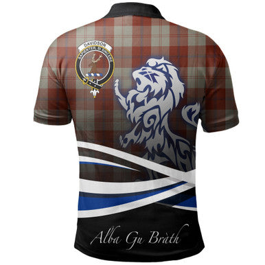 Scottish Davidson Dress Dancers Clan Crest Tartan Polo Shirt - Scotland Lion Back Side Tartan Plaid