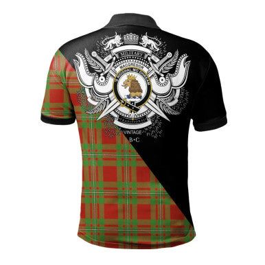 Scottish Darroch Clan Crest Tartan Polo Shirt - Military Logo Back Side Tartan Plaid