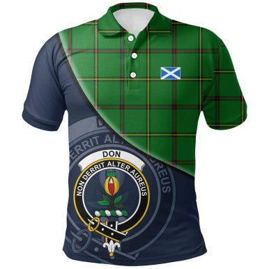 Scottish Don (Tribe-of-Mar) Clan Crest Tartan Polo Shirt - Bend Style Front Side Tartan Plaid