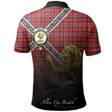 Scottish Sinclair Modern Clan Crest Tartan Polo Shirt - Celtic with Scotland Lion Back Side Tartan Plaid
