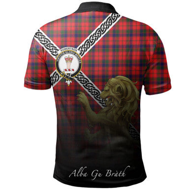 Scottish Robertson Modern Clan Crest Tartan Polo Shirt - Celtic with Scotland Lion Back Side Tartan Plaid
