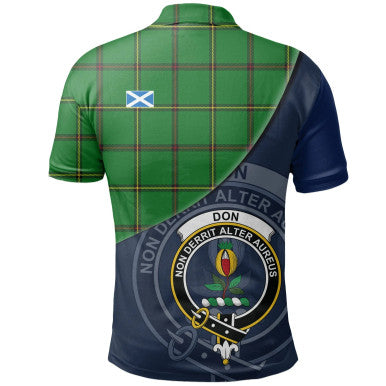 Scottish Don (Tribe-of-Mar) Clan Crest Tartan Polo Shirt - Bend Style Back Side Tartan Plaid