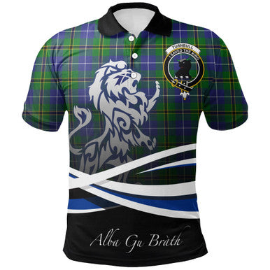 Scottish Turnbull Hunting Clan Crest Tartan Polo Shirt - Scotland Lion Front Side Tartan Plaid