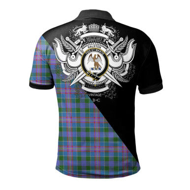 Scottish Davidson Modern Clan Crest Tartan Polo Shirt - Military Logo Back Side Tartan Plaid