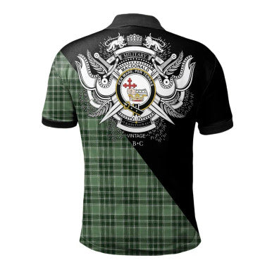 Scottish Douglas Modern Clan Crest Tartan Polo Shirt - Military Logo Back Side Tartan Plaid