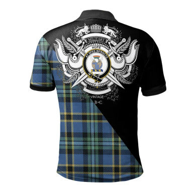 Scottish Don Clan Crest Tartan Polo Shirt - Military Logo Back Side Tartan Plaid