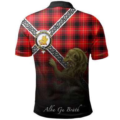 Scottish MacIver Modern Clan Crest Tartan Polo Shirt - Celtic with Scotland Lion Back Side Tartan Plaid