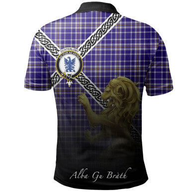 Scottish Ochterlony Clan Crest Tartan Polo Shirt - Celtic with Scotland Lion Back Side Tartan Plaid