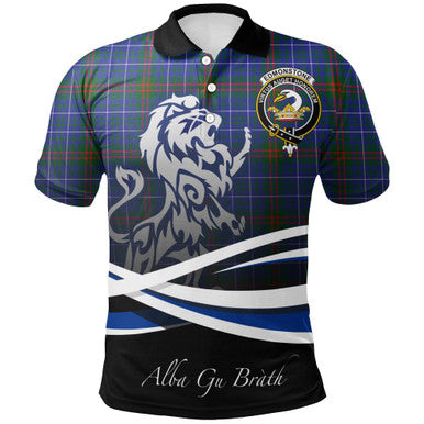 Scottish Edmonstone Clan Crest Tartan Polo Shirt - Scotland Lion Front Side Tartan Plaid