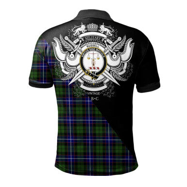 Scottish Dunbar Modern Clan Crest Tartan Polo Shirt - Military Logo Back Side Tartan Plaid